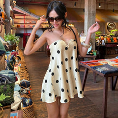 Strapless Polka Dot Mini Dress