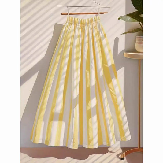 High Waist A-Line Midi Skirt