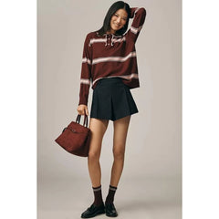 Striped Swirly Collar Polo Sweatshirt