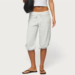 Drawstring Low Waist Capri Sweatpants