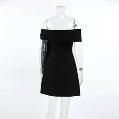 Black Off-Shoulder Tie Up Mini Dress