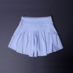 Light blue pleated skirt on a dark gray background