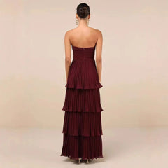 Frill Layered Strapless Maxi Dress