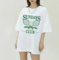 Sundays Club Cotton O-neck Casual Summer Woman Tshirts 