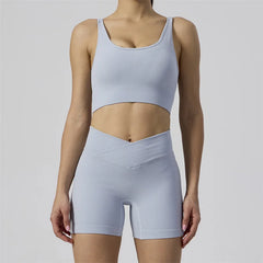 Light blue athletic outfit worn by a person - full view