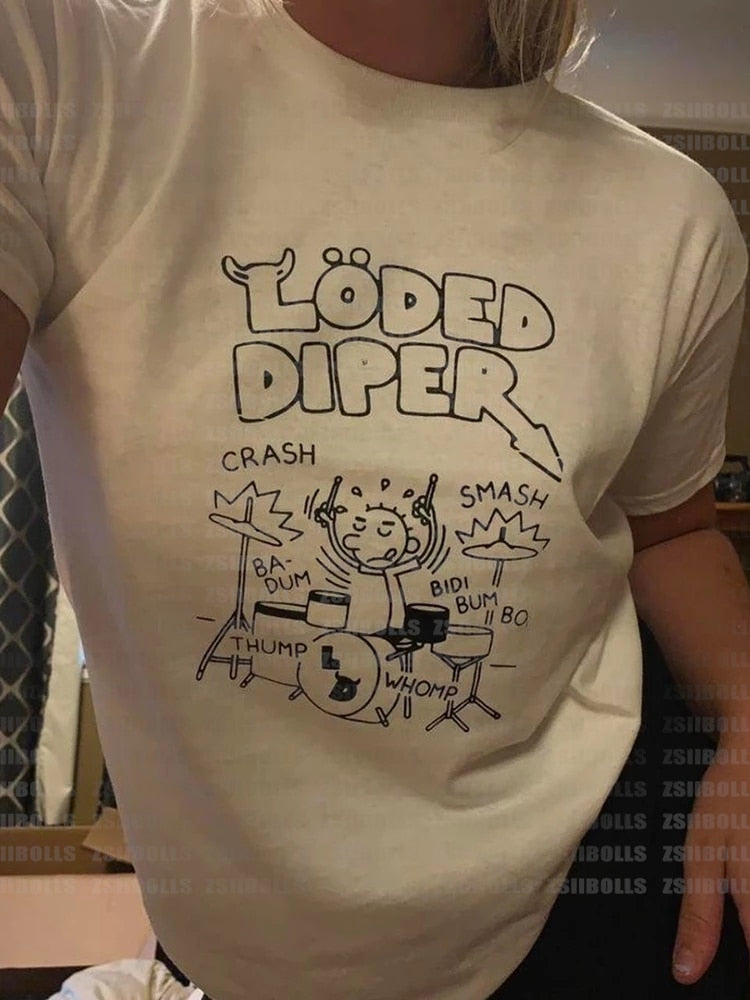 Loded Diper Wimpy Kid White Graphic Tee