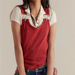 Ribbed Adjustable Buckle Strap Tank Top
