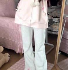 Flare High Waist Butterfly Embroidery Track Pants