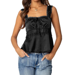 Satin Babydoll Square Neck Backless Top