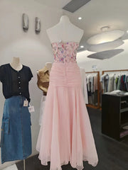 Floral Sequin Corset Waist Draped Midi Dress