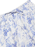 Blue Floral Print Hook Corset Top and Midi Skirt