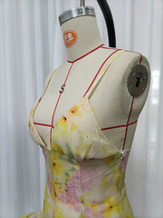 Colorblock Floral Cross Strap Mini Dress