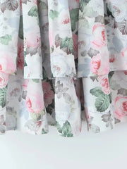 Print Corset Style Bow Strap Tiered Ruffled Mini Dress
