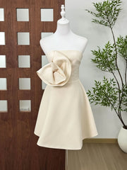 White Strapless 3D Flower Mini Dress