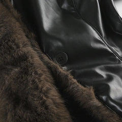Fur Trim Faux Leather Motorcycle Jacket