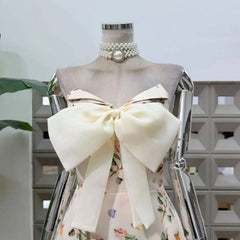 Print Bow Butterfly Sleeveless Mini Dress