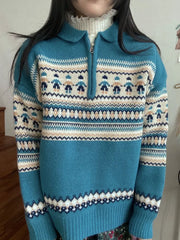 Half Zip Christmas Knit Pullover Free From Label