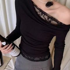 Lace Patchwork Long Sleeve Top