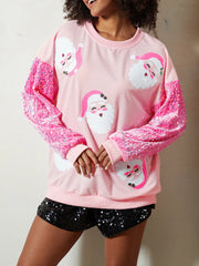 Christmas Glitter Patchwork Sequin Santa Sweatshirt