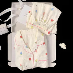 Long Sleeve Strawberry Print Loungewear Set