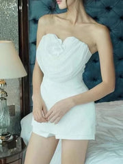 Heart Draped Strapless Mini Dress