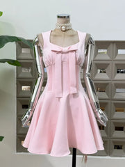 Sleeveless Corset Bow Detail Mini Dress