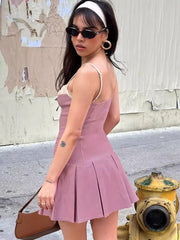 Pink Lace Strappy Mini Dress