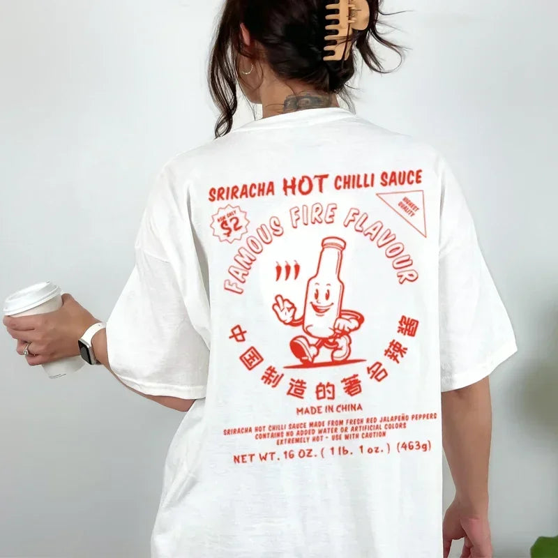 Chilli Sauce Back Print Funny Food Oversized Tees 