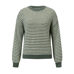 Striped Round Neck Mohair Sweater