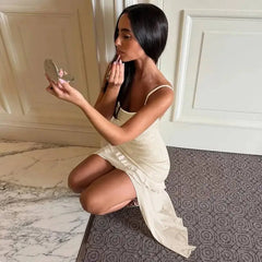 White Sequin Ruffle Hem Midi Dress