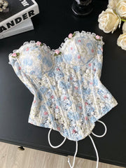 3D Flower Tube Fibone Embroidery Corset