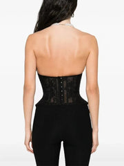 Black Lace Sheer Strapless Corset Top