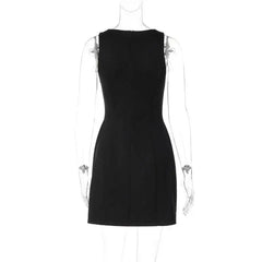 Solid U Neck Sleeveless A-line Mini Dress