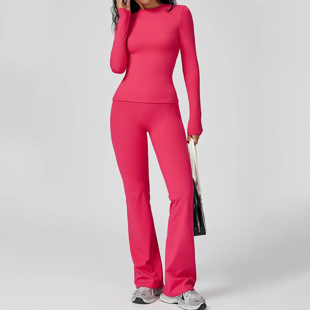 Person wearing a bright pink outfit 
