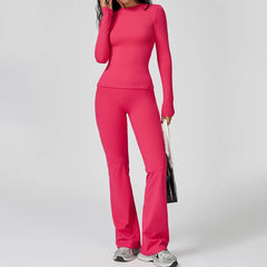 Person wearing a bright pink outfit 