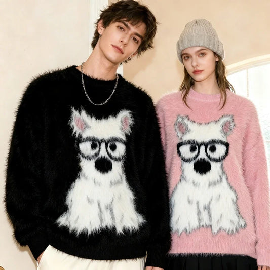 Cartoon Dog Graphic Sweater