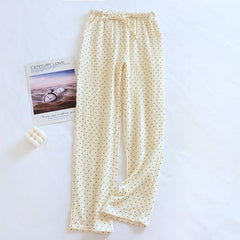 Cotton Heart Dotted Printed Drawstring Trousers