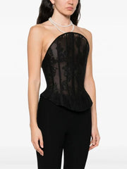 Black Lace Sheer Strapless Corset Top