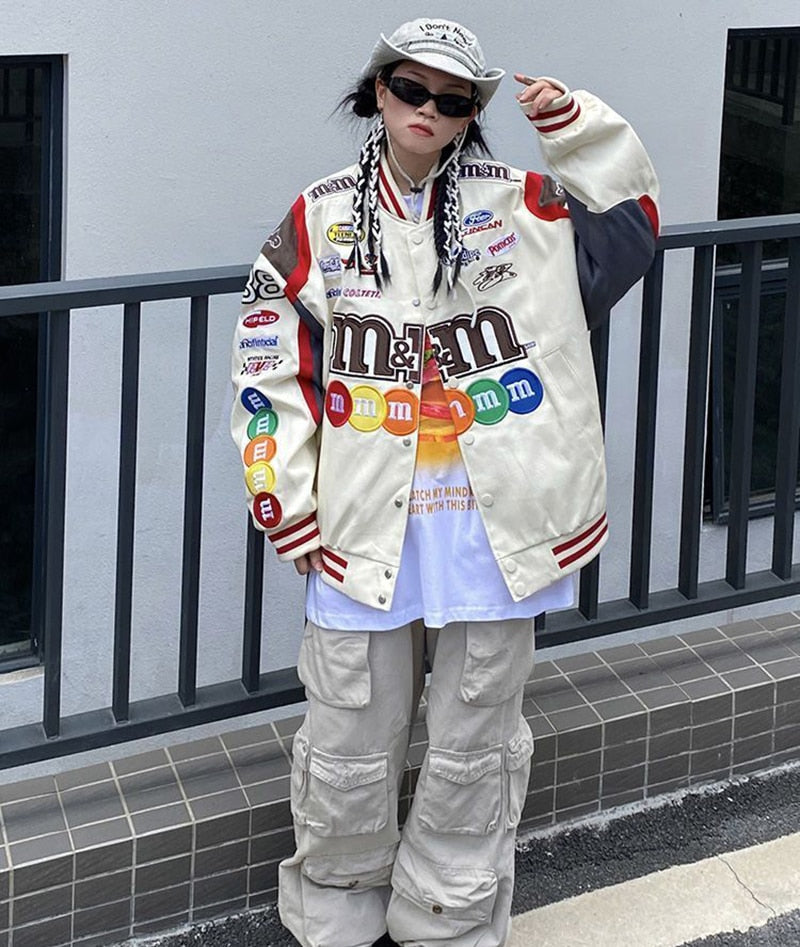 M&M Graphic Embroidered Bomber Jacket