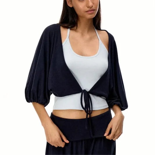 Cami Top and Half Sleeve Cropped Shrug Wrap Top