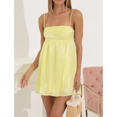 Back Bow Tied Spaghetti Strap Mini Cami Dress