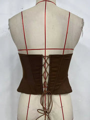 Brown Corset Lace Up Top
