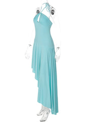 Halter Strap Frill Hem Midi Dress