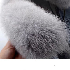 Faux Fur Collar Lining Denim Jacket