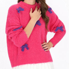 Bow 3D Bow Appliques Sweater