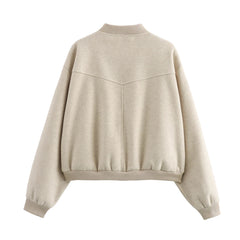Stand Collar Snap Button Bomber Jacket
