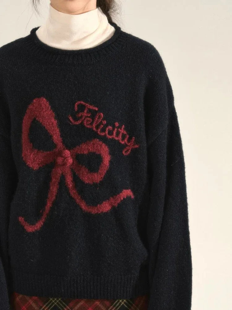 Embroidery Bow Sweater