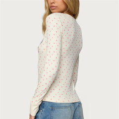Long Sleeve Floral Number Print Top