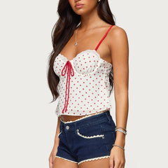 Cami Ribbion Tie up Polka Dot Top