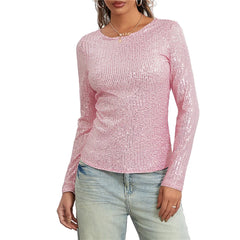 Sequin Long Sleeve Crop Top